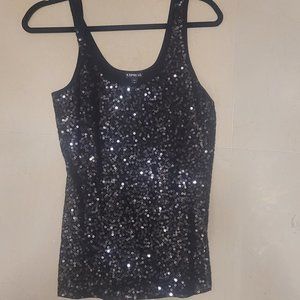 Express black sequin top